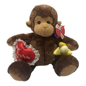 First & Main Sweetie Petey Monkey Plush 12” Heart Banana Stuffed Animal Toy 2002